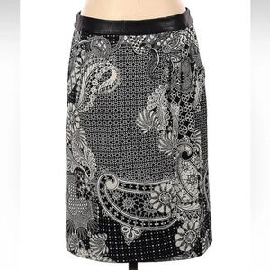Etcetera A-Line Skirt Black & Grey Floral Paisley Damask Print Women’s Size 4 S